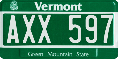 VT license plate AXX597