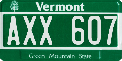VT license plate AXX607