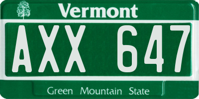 VT license plate AXX647