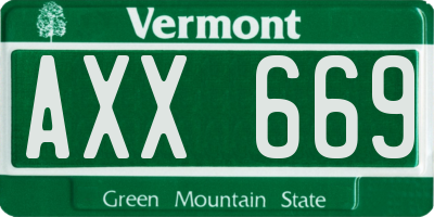 VT license plate AXX669