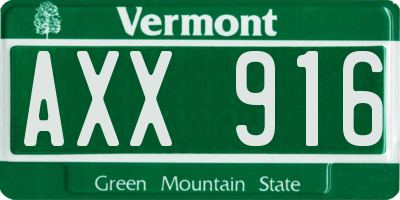 VT license plate AXX916
