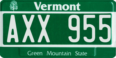 VT license plate AXX955