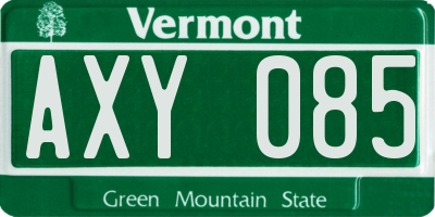 VT license plate AXY085