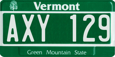 VT license plate AXY129