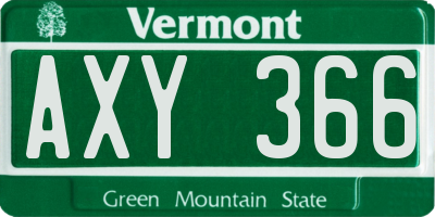 VT license plate AXY366