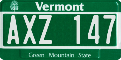 VT license plate AXZ147