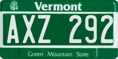VT license plate AXZ292