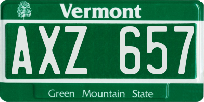 VT license plate AXZ657