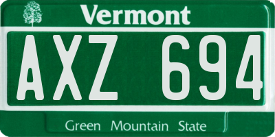 VT license plate AXZ694