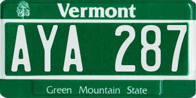 VT license plate AYA287