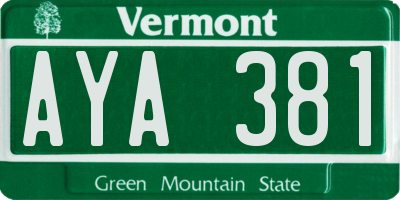 VT license plate AYA381