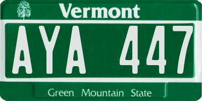 VT license plate AYA447