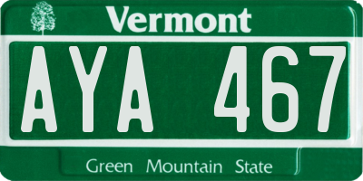 VT license plate AYA467