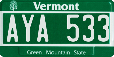 VT license plate AYA533