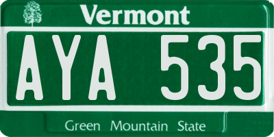 VT license plate AYA535
