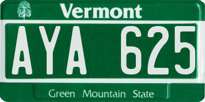VT license plate AYA625