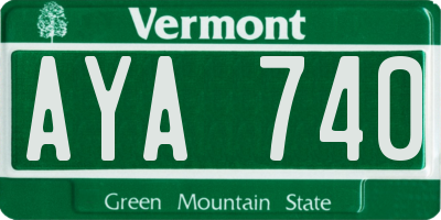 VT license plate AYA740