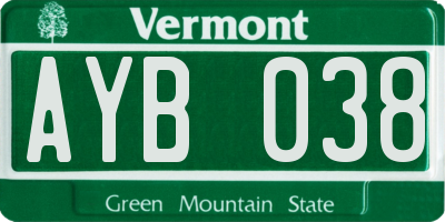 VT license plate AYB038