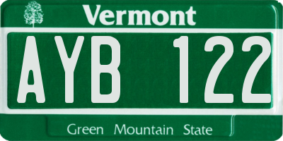 VT license plate AYB122