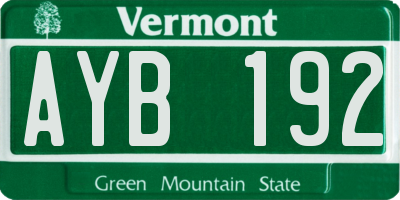 VT license plate AYB192