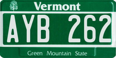 VT license plate AYB262