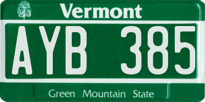 VT license plate AYB385