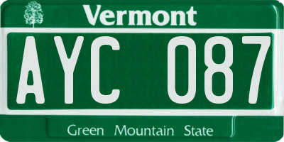 VT license plate AYC087