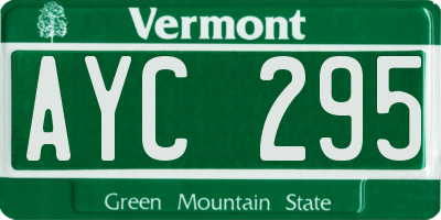 VT license plate AYC295