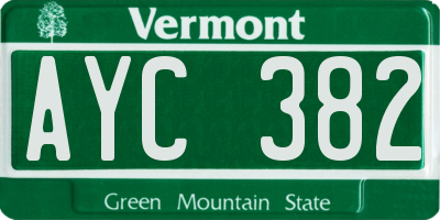 VT license plate AYC382