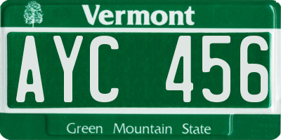 VT license plate AYC456