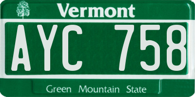 VT license plate AYC758