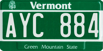 VT license plate AYC884