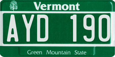 VT license plate AYD190