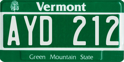 VT license plate AYD212