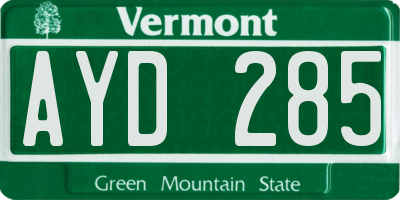 VT license plate AYD285