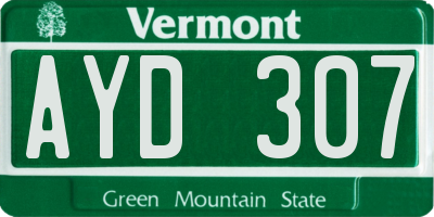 VT license plate AYD307