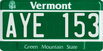 VT license plate AYE153