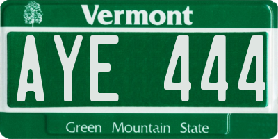 VT license plate AYE444