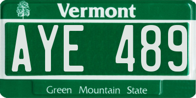 VT license plate AYE489