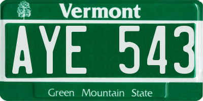 VT license plate AYE543