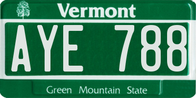 VT license plate AYE788