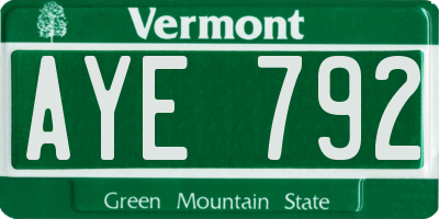 VT license plate AYE792