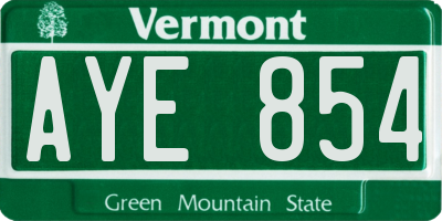 VT license plate AYE854