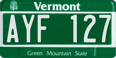 VT license plate AYF127