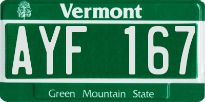 VT license plate AYF167