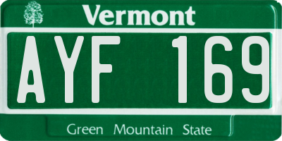 VT license plate AYF169