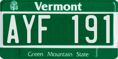 VT license plate AYF191