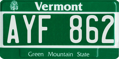 VT license plate AYF862