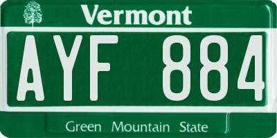 VT license plate AYF884