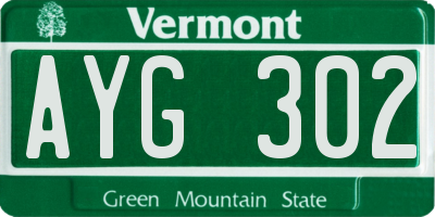 VT license plate AYG302